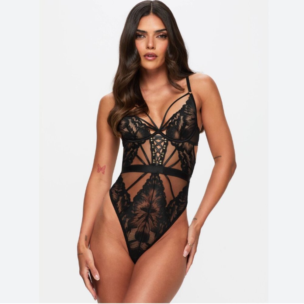 New Ann Summers Radiant Desires teddy crotchless bodysuit in black